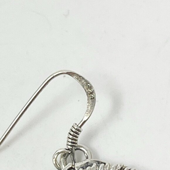 VTG 925 Sterling Silver 1 1/4” Twisted Rope Hoop Dangle Earrings Boho Artisan - Picture 6 of 7